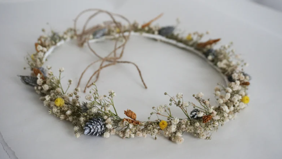 Rustic Dried Wild Flowers Crown