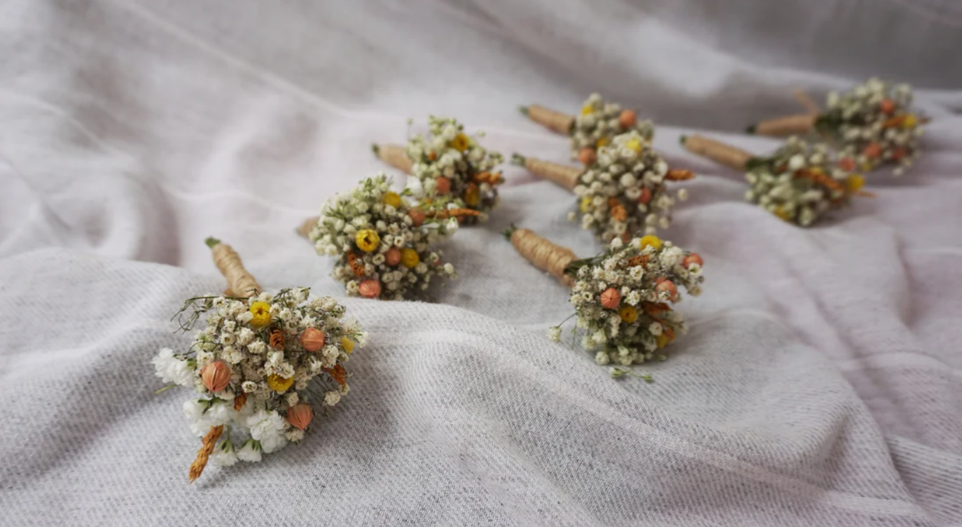 Natural Rustic Dried Flowers Bridal Bouquet Set