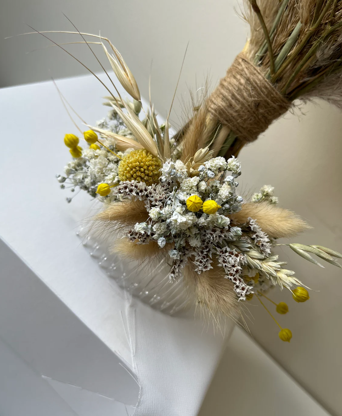 Boho Chic Dried Flower Wedding Bouquet Set