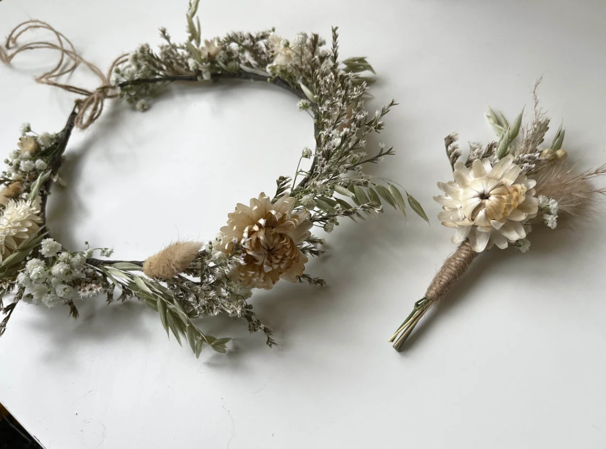 Boho Style Dried Flower Bridal Bouquet Set