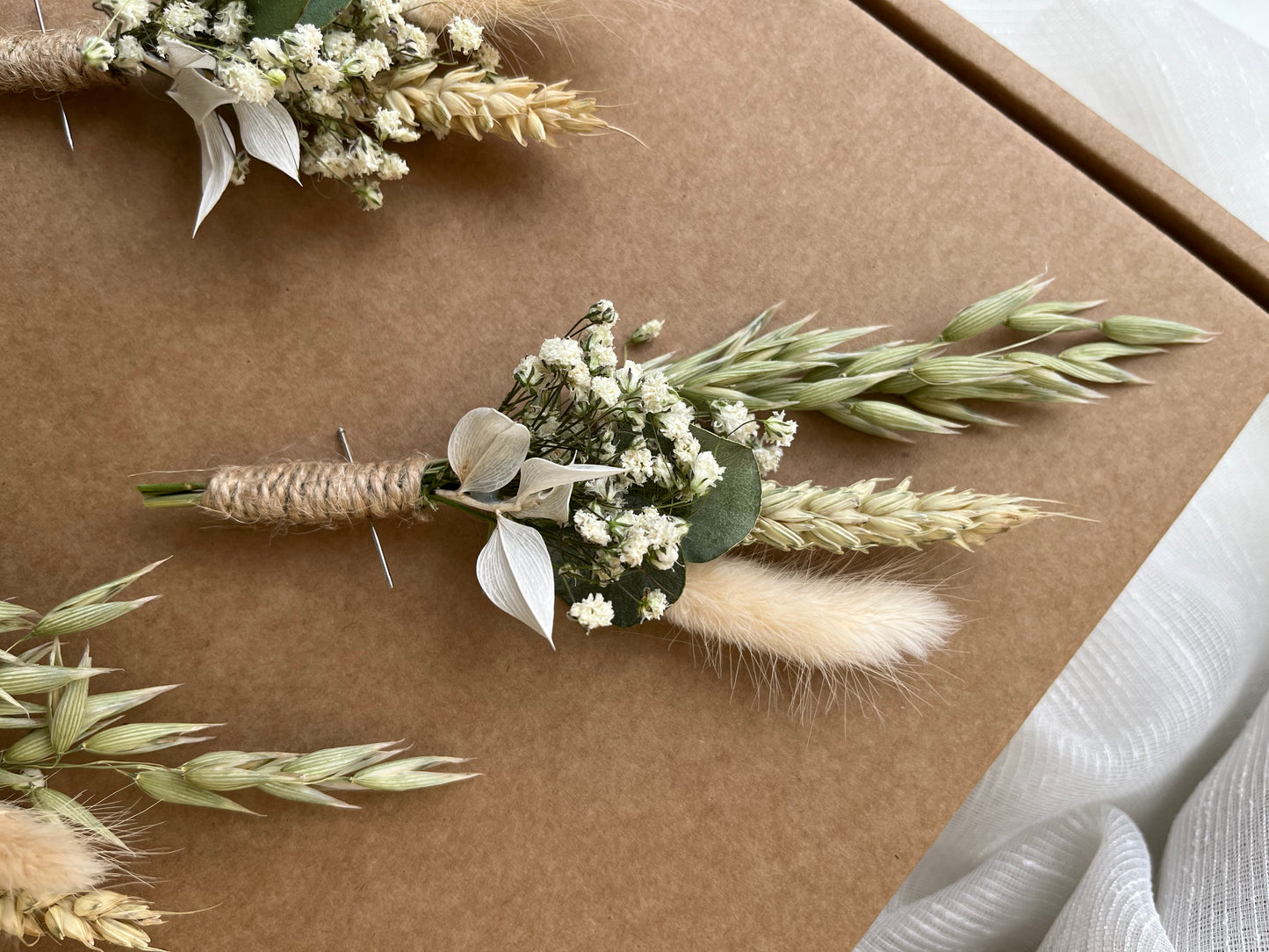 Rustic Dried Flower Buttonhole For Wedding Baptism Birthday