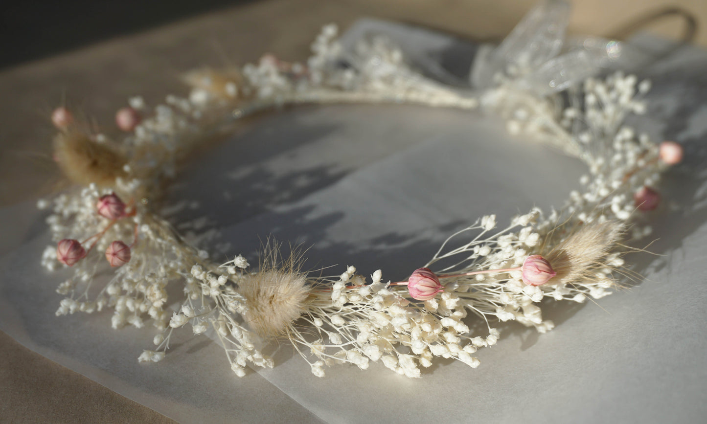 Natural Dried Baby's Breath Flower Crown