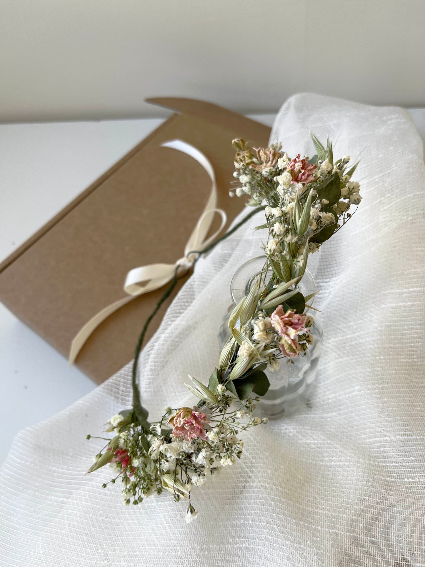 Dried Baby's Breath Dusty Pink Eucalyptus Flower Crown