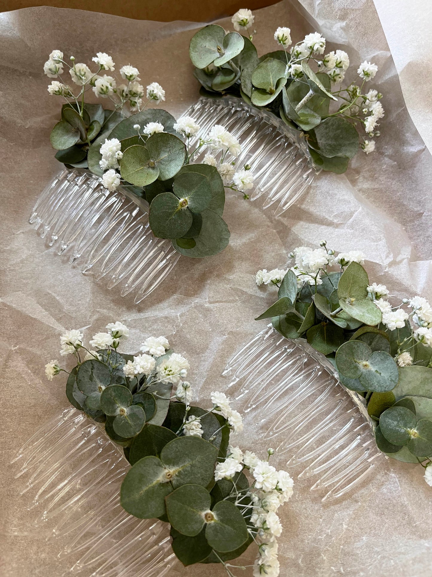 Dried Gypsophila Eucalyptus Floral Hair Comb