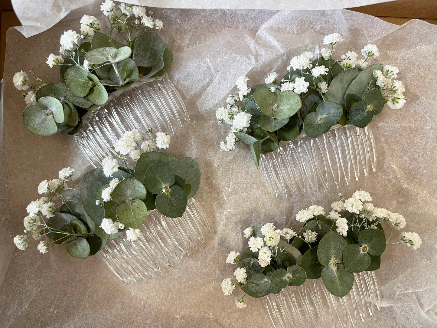 Dried Gypsophila Eucalyptus Floral Hair Comb