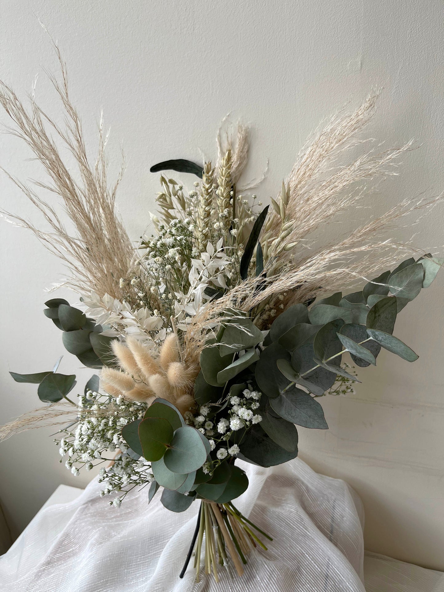 Natural Chic Boho Dried Flowers Bridal Bouquet Set