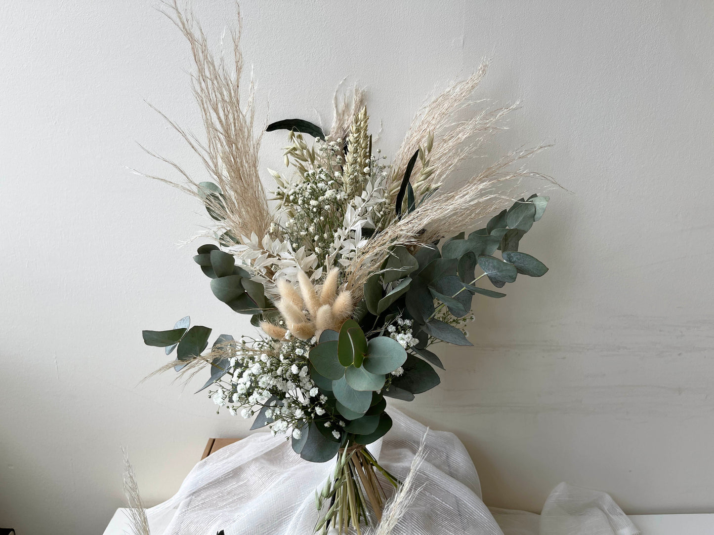 Natural Chic Boho Dried Flowers Bridal Bouquet Set