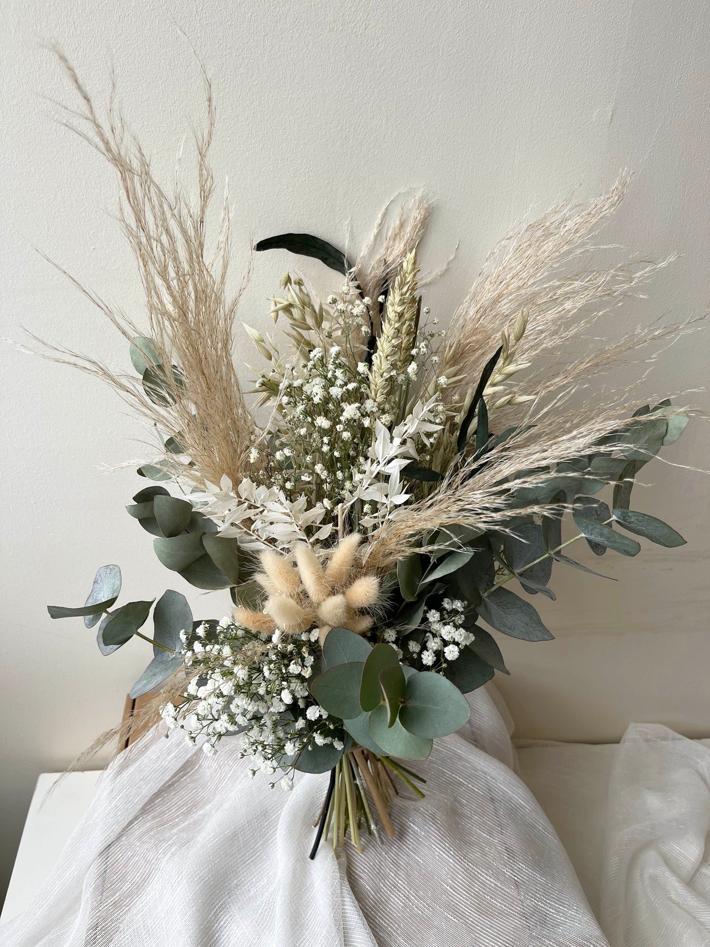 Natural Chic Boho Dried Flowers Bridal Bouquet Set