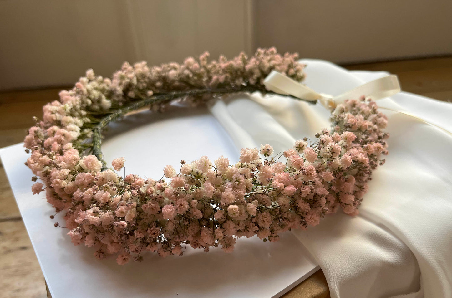 Pink Dried Baby's Breath Gypsophila Wreath