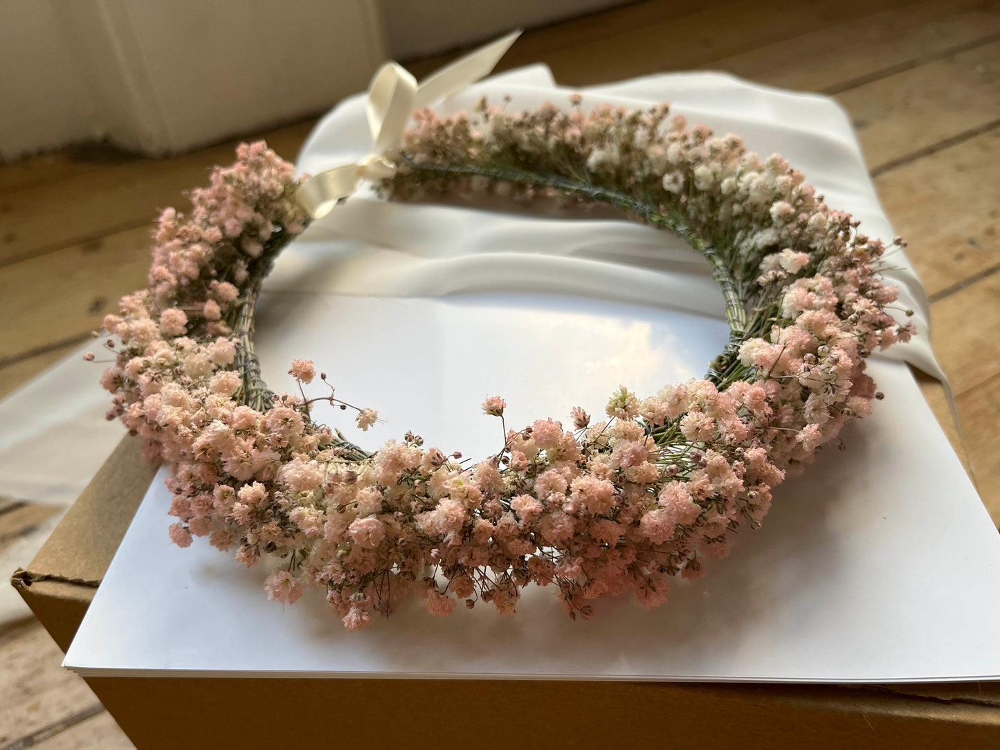 Pink Dried Baby's Breath Gypsophila Wreath