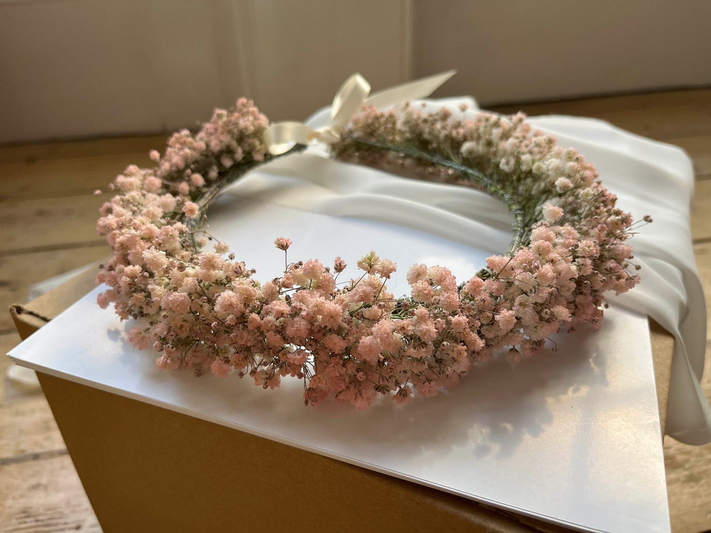 Pink Dried Baby's Breath Gypsophila Wreath