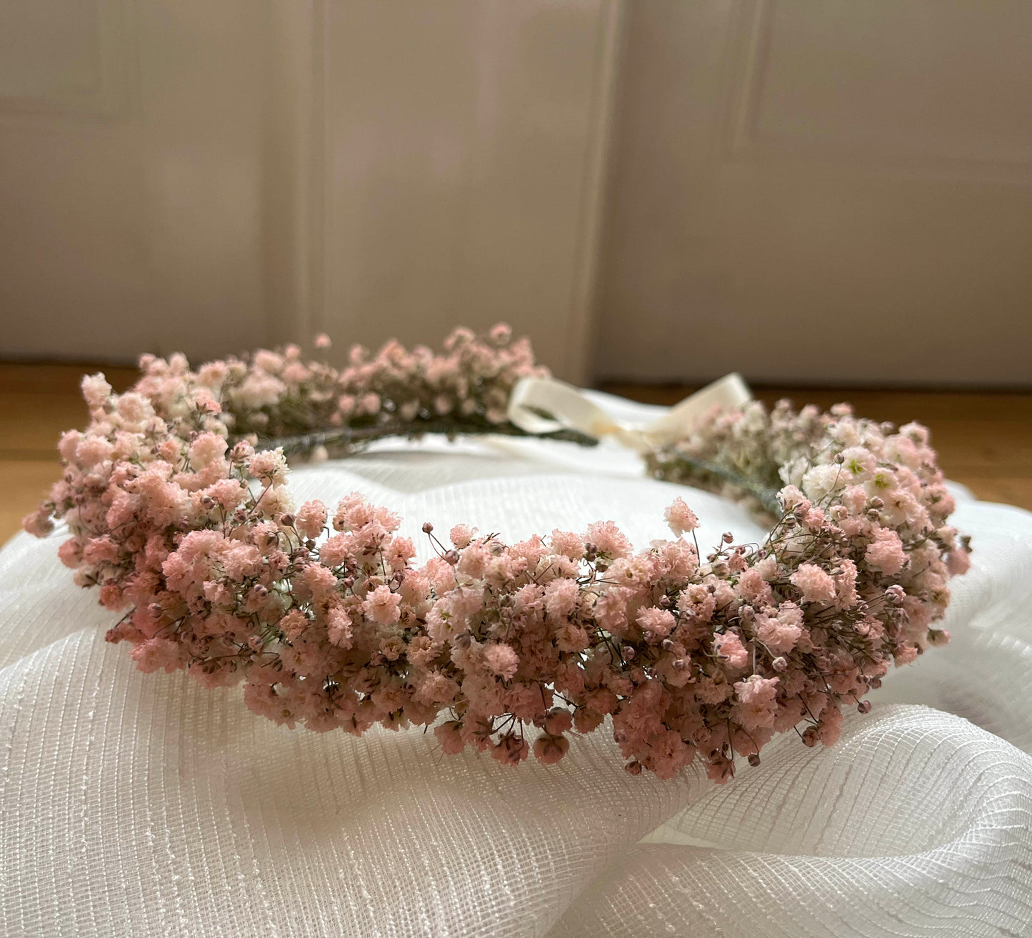 Pink Dried Baby's Breath Gypsophila Wreath