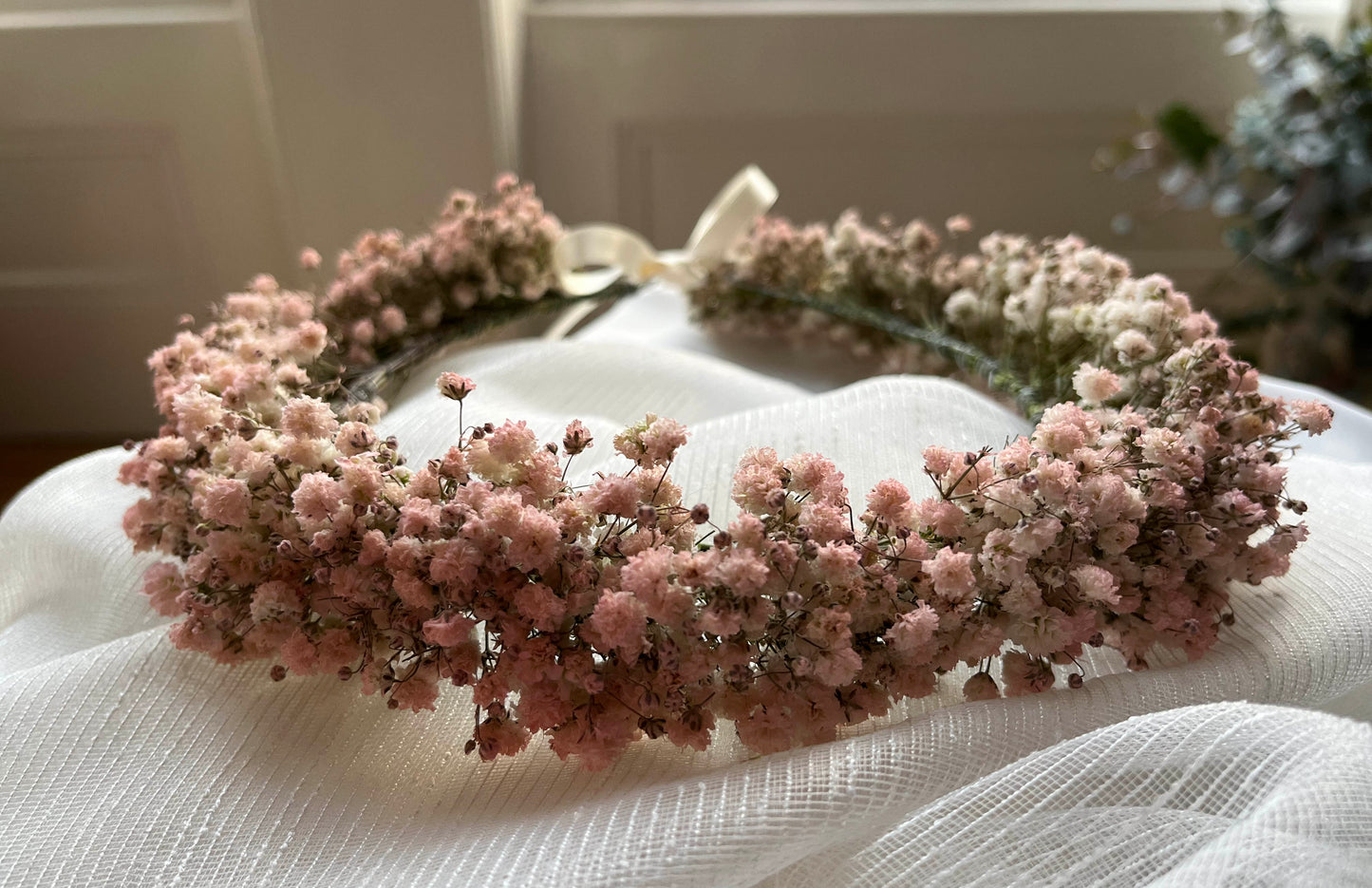 Pink Dried Baby's Breath Gypsophila Wreath