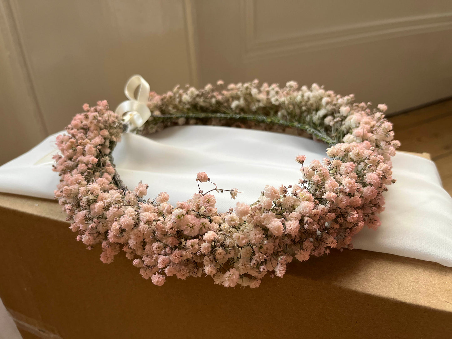 Pink Dried Baby's Breath Gypsophila Wreath